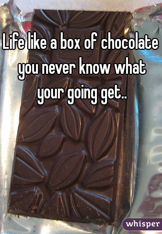 Life like a box of chocolate you never know what your going get..