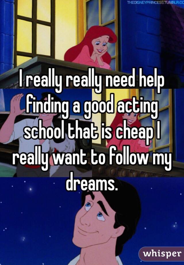 I really really need help finding a good acting school that is cheap I really want to follow my dreams.