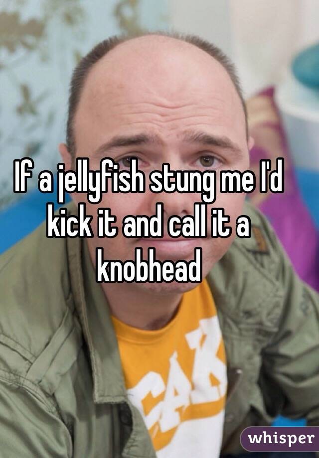 If a jellyfish stung me I'd kick it and call it a knobhead 