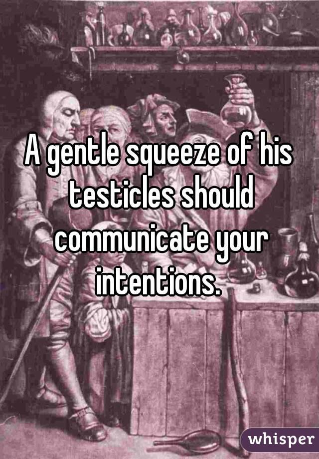 A gentle squeeze of his testicles should communicate your intentions. 