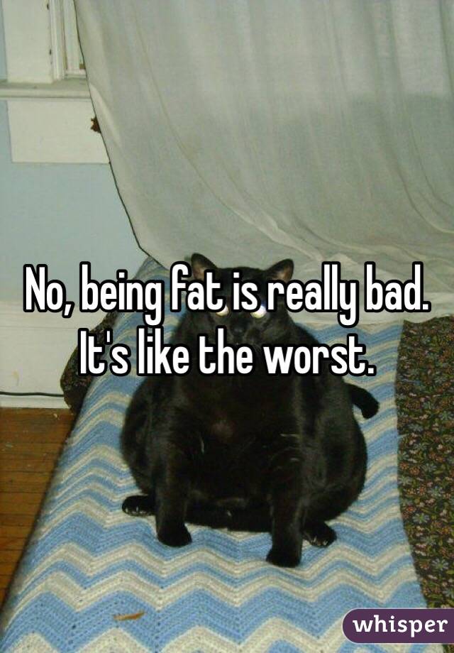 No, being fat is really bad. It's like the worst. 