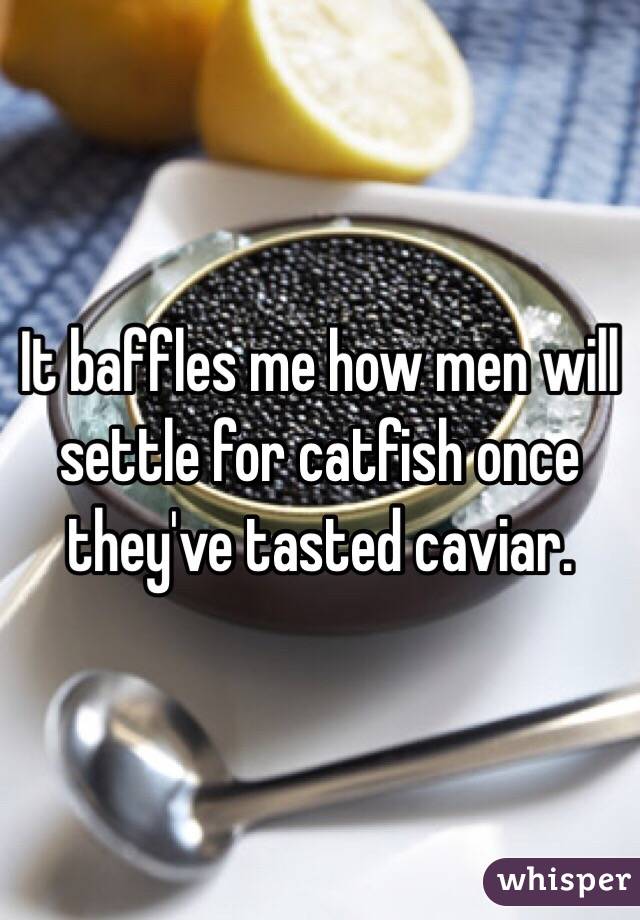 It baffles me how men will settle for catfish once they've tasted caviar.