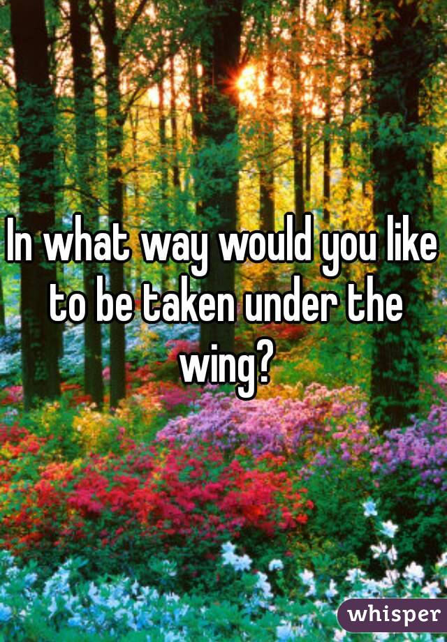 In what way would you like to be taken under the wing?