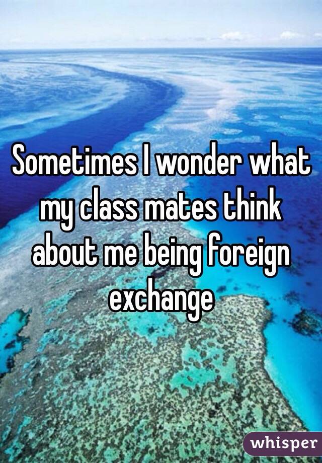 Sometimes I wonder what my class mates think about me being foreign exchange 