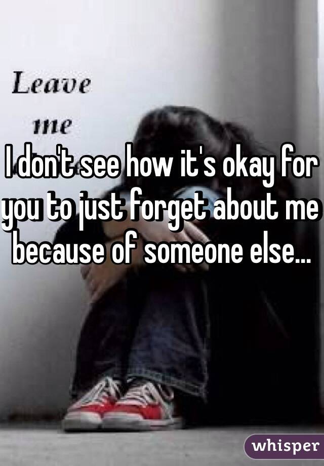 I don't see how it's okay for you to just forget about me because of someone else... 