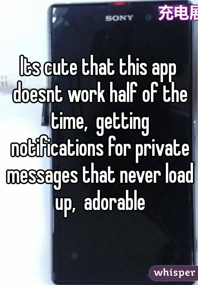 Its cute that this app doesnt work half of the time,  getting notifications for private messages that never load up,  adorable