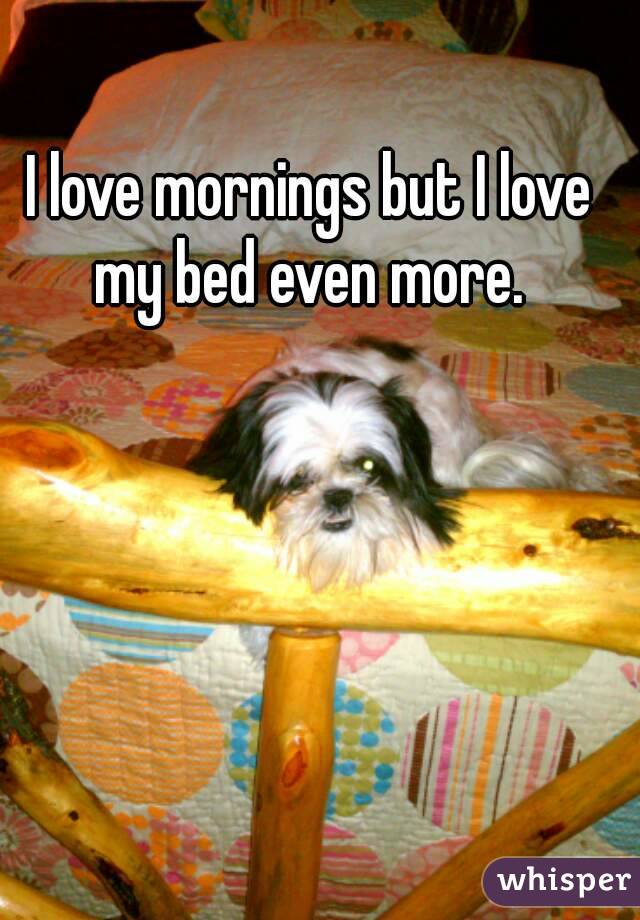 I love mornings but I love my bed even more. 