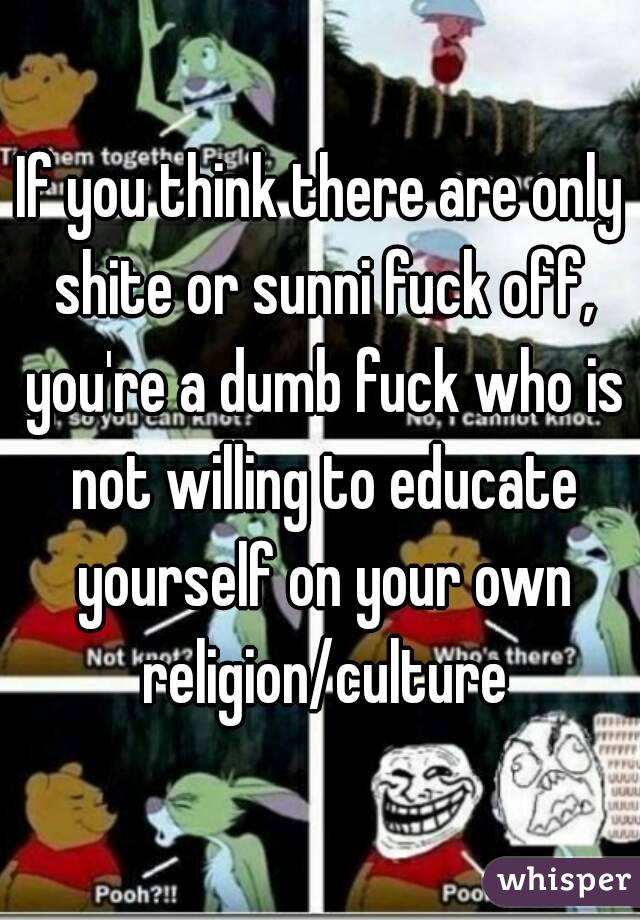If you think there are only shite or sunni fuck off, you're a dumb fuck who is not willing to educate yourself on your own religion/culture