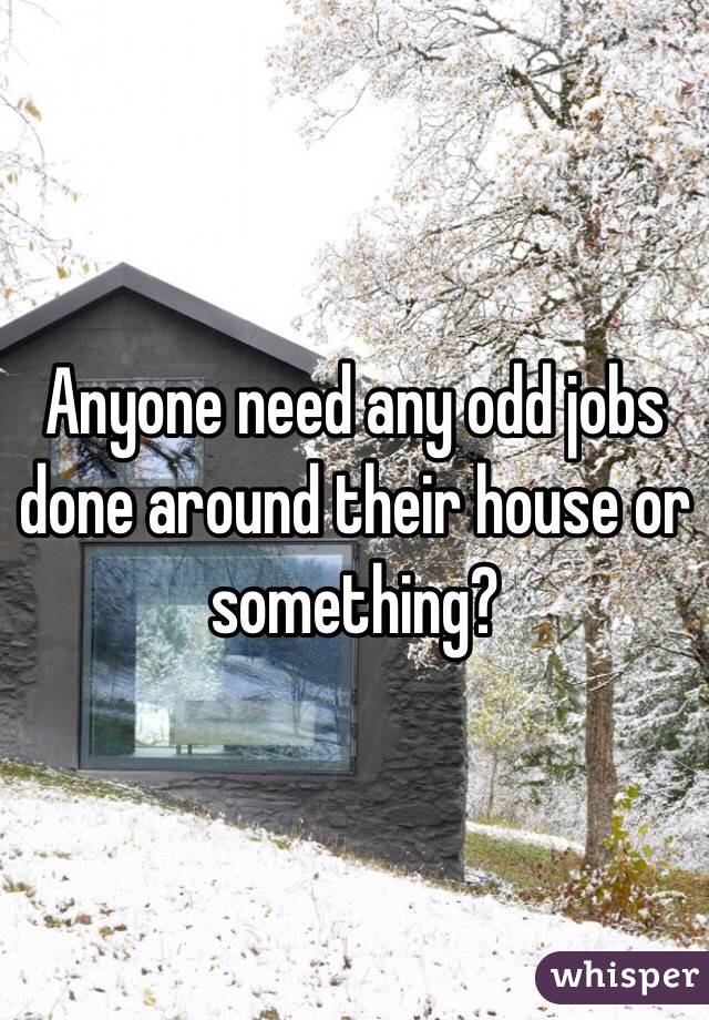 Anyone need any odd jobs done around their house or something?
