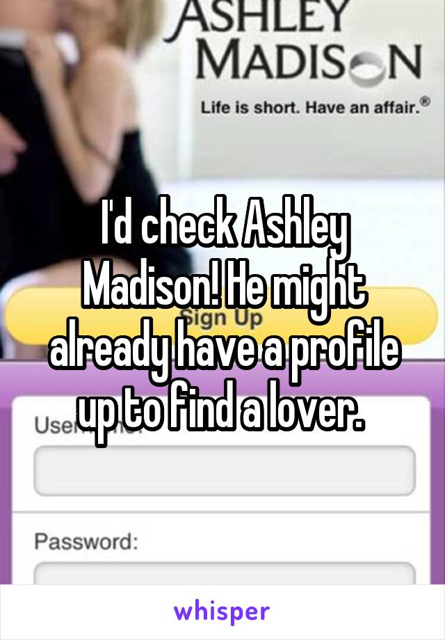 I'd check Ashley Madison! He might already have a profile up to find a lover. 