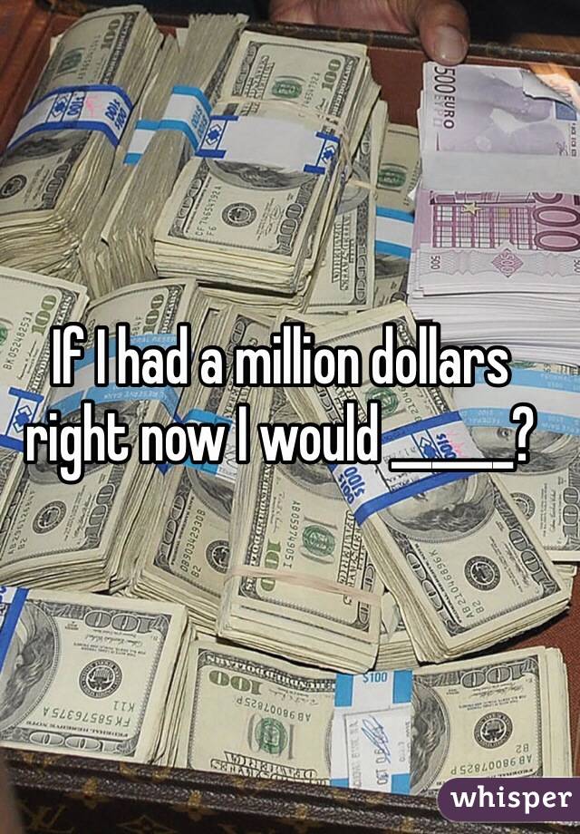 If I had a million dollars right now I would ______?