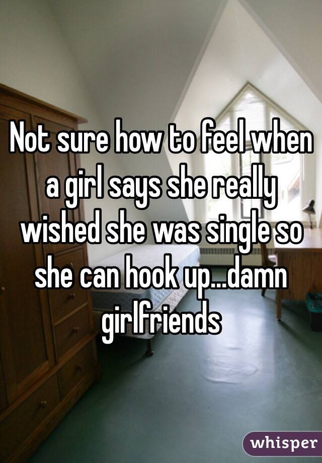 Not sure how to feel when a girl says she really wished she was single so she can hook up...damn girlfriends