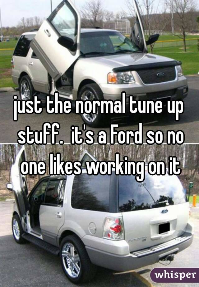 just the normal tune up stuff.  it's a Ford so no one likes working on it