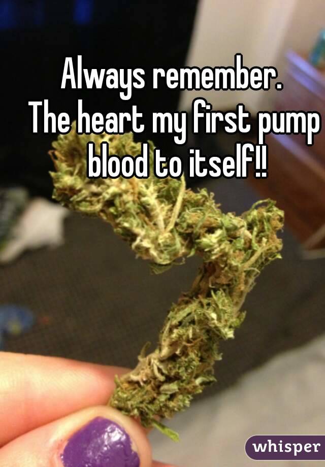 Always remember. 
The heart my first pump blood to itself!!