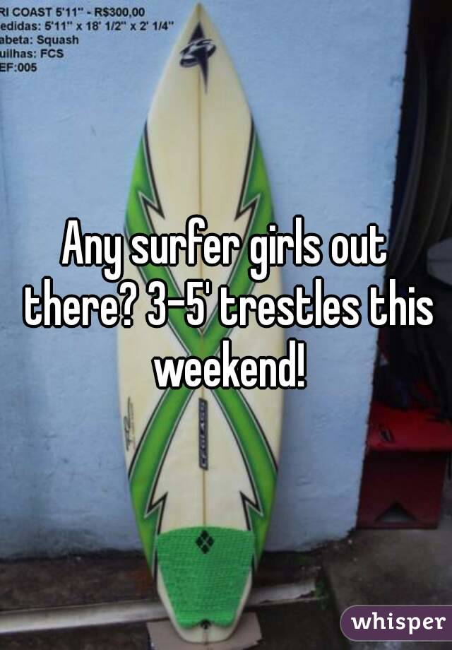 Any surfer girls out there? 3-5' trestles this weekend!