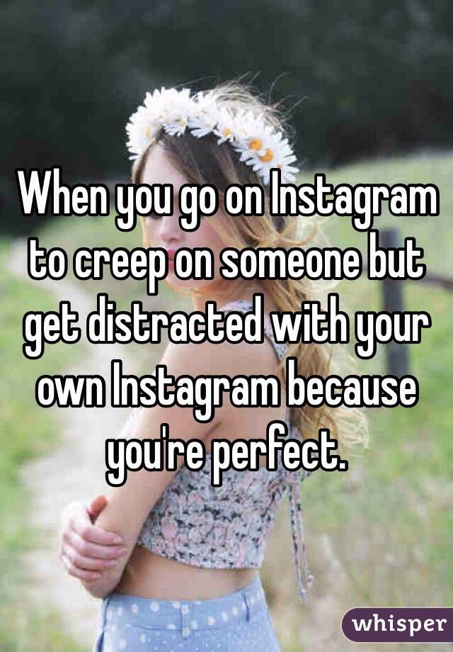 When you go on Instagram to creep on someone but get distracted with your own Instagram because you're perfect.