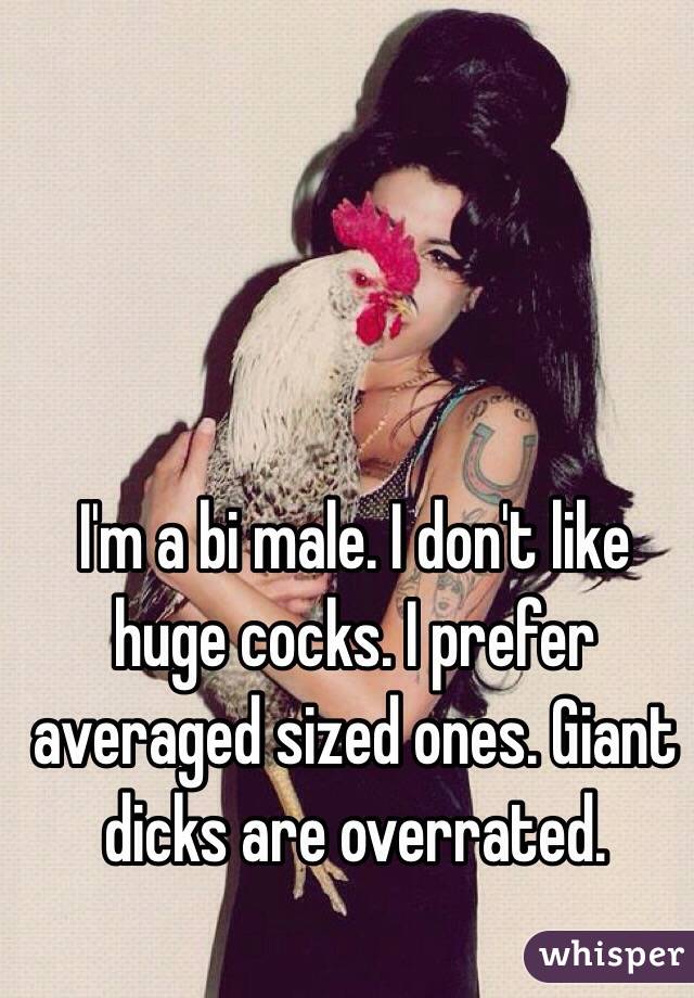 I'm a bi male. I don't like huge cocks. I prefer averaged sized ones. Giant dicks are overrated. 