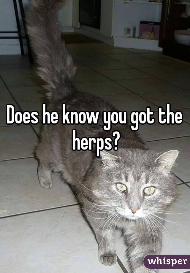 Does he know you got the herps?