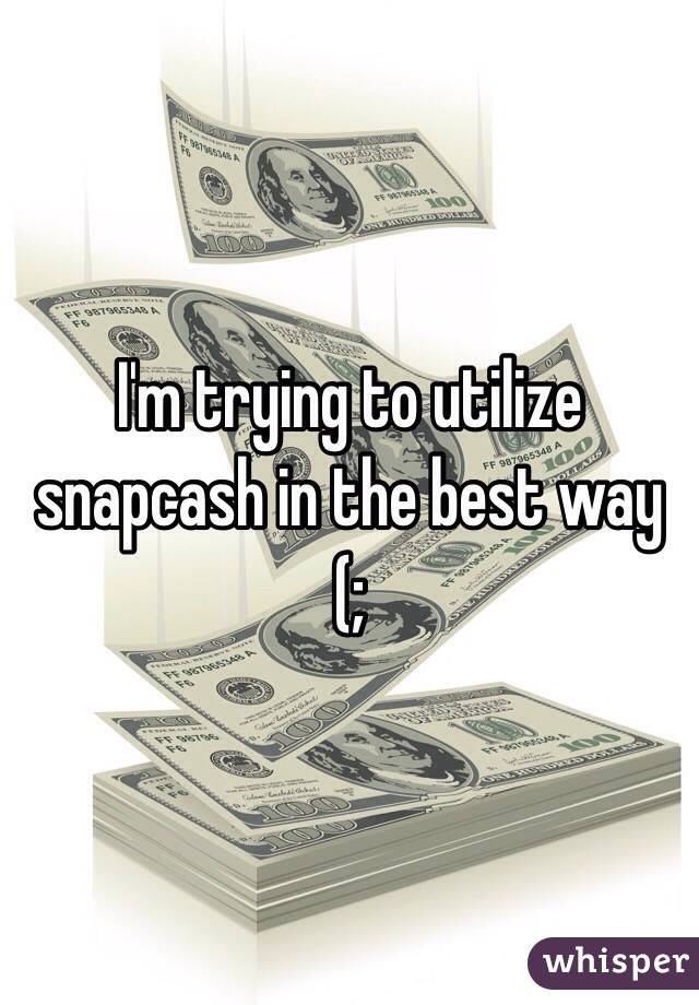 I'm trying to utilize snapcash in the best way (; 