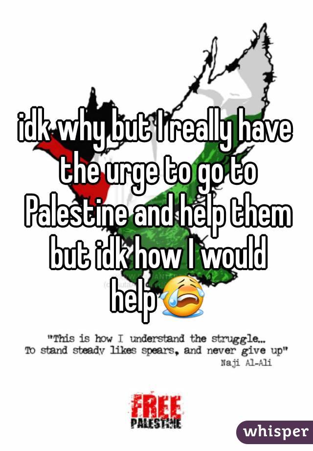 idk why but I really have the urge to go to Palestine and help them but idk how I would help😭