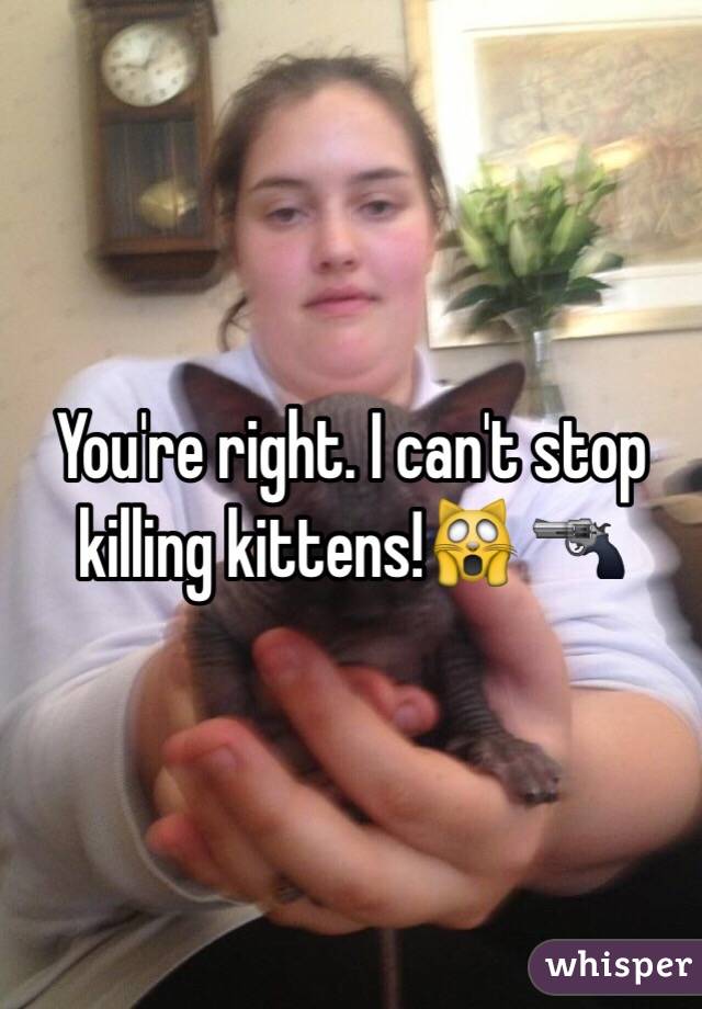 You're right. I can't stop killing kittens!🙀 🔫