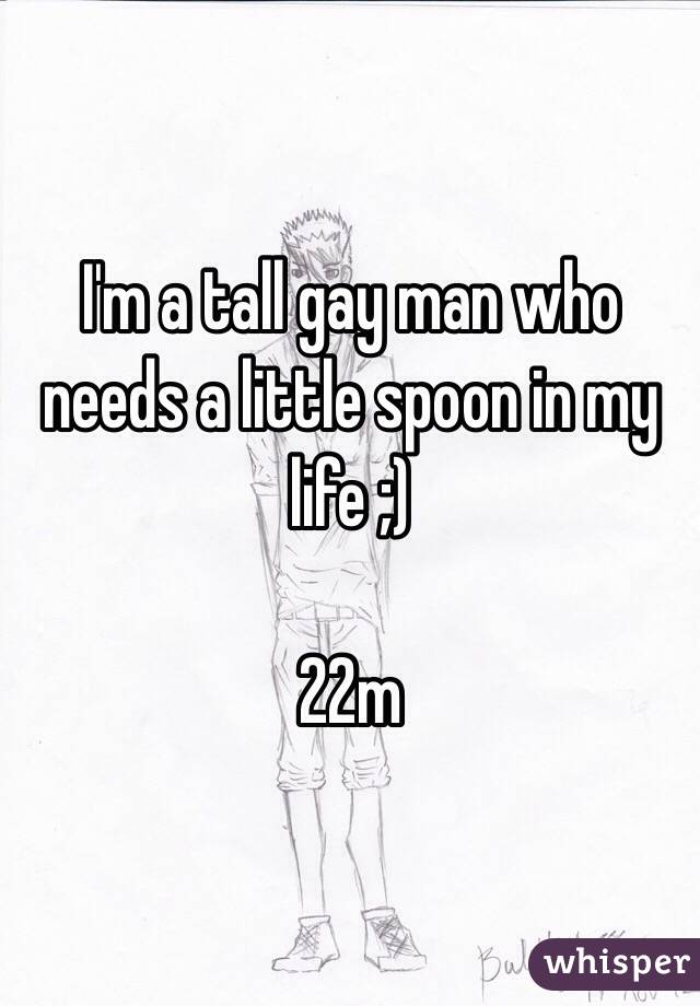 I'm a tall gay man who needs a little spoon in my life ;)

22m