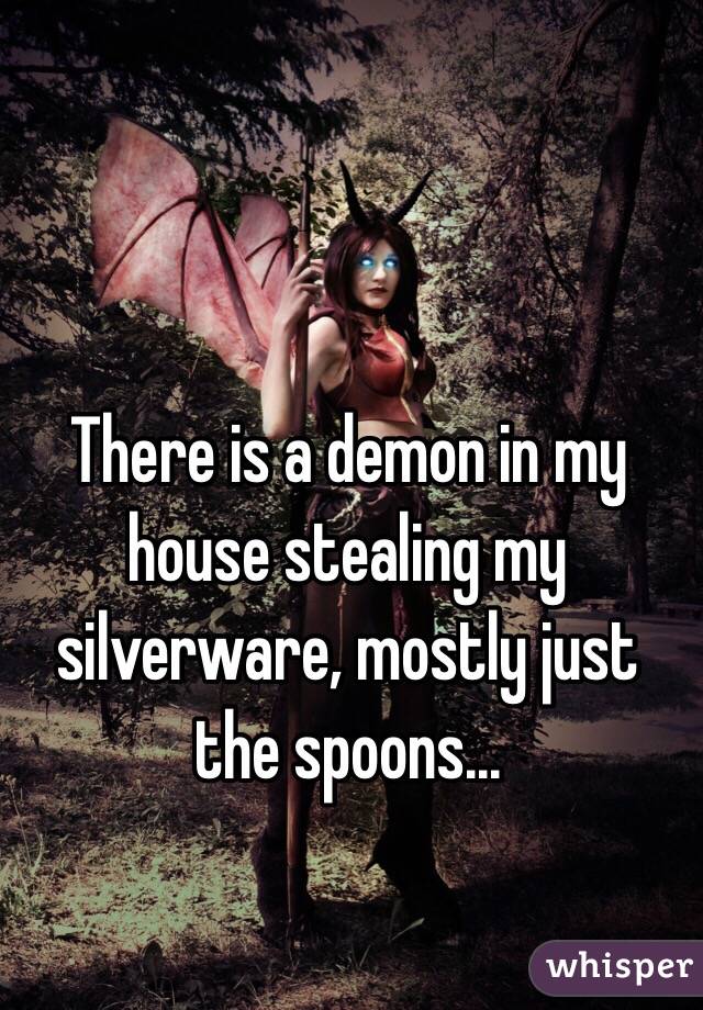 There is a demon in my house stealing my silverware, mostly just the spoons...