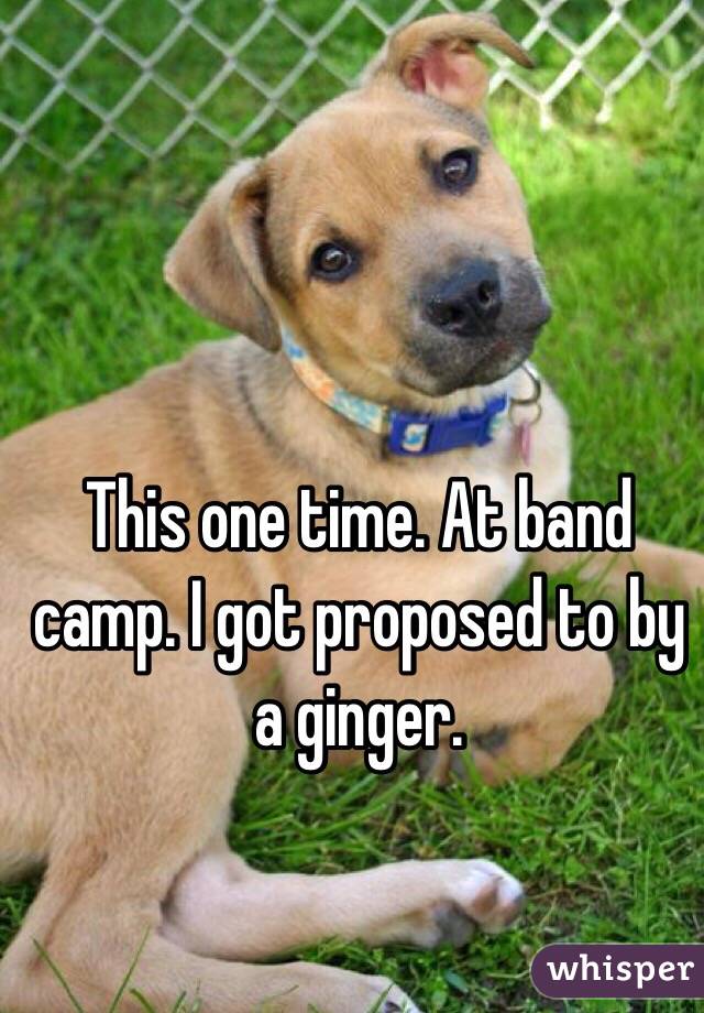 This one time. At band camp. I got proposed to by a ginger. 