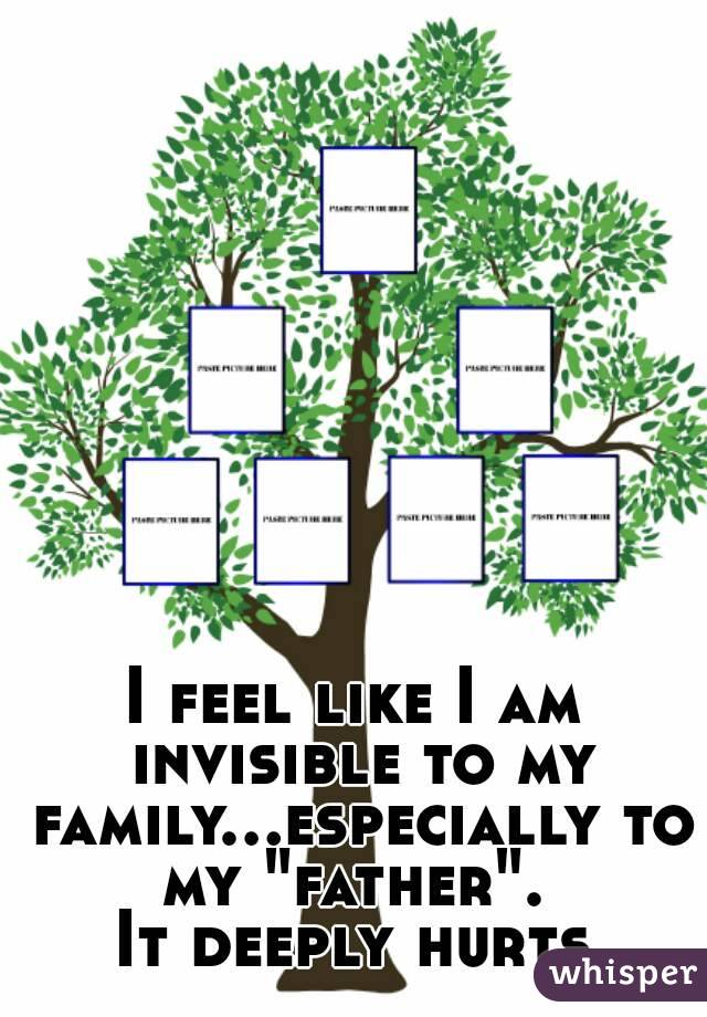 I feel like I am invisible to my family...especially to my "father". 
It deeply hurts
