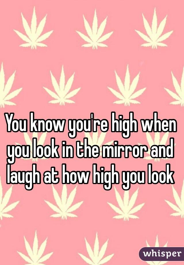 You know you're high when you look in the mirror and laugh at how high you look