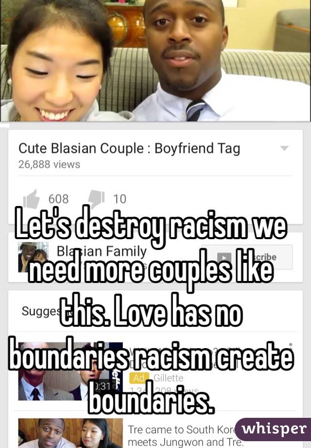 Let's destroy racism we need more couples like this. Love has no boundaries racism create boundaries. 