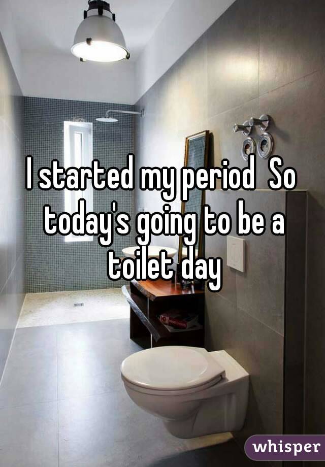 I started my period  So today's going to be a toilet day