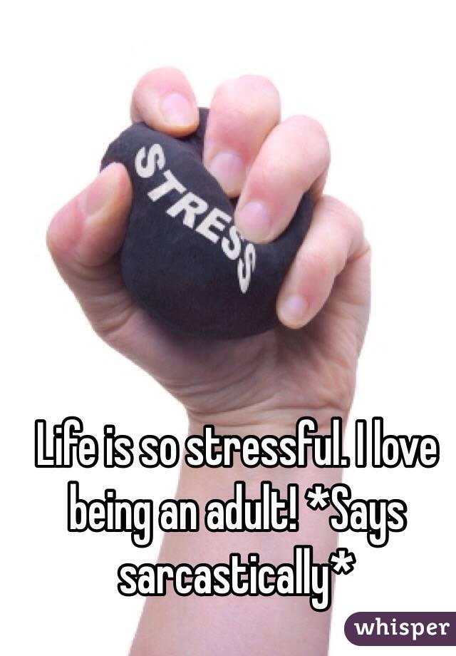 Life is so stressful. I love being an adult! *Says sarcastically*