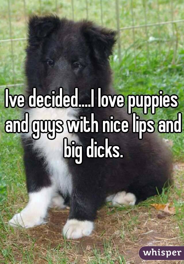 Ive decided....I love puppies and guys with nice lips and big dicks.