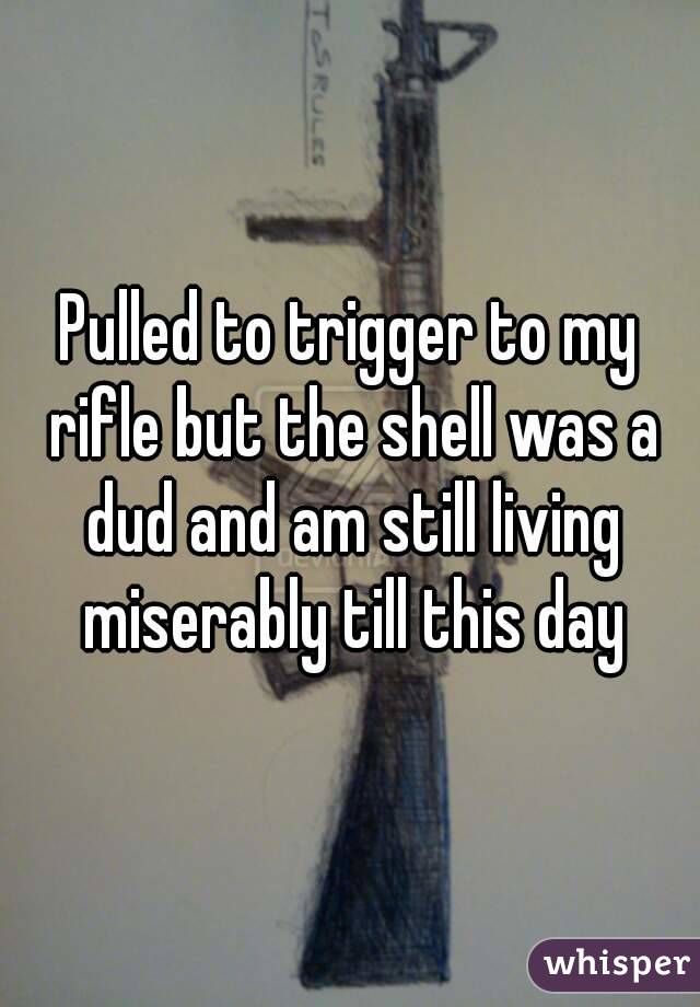 Pulled to trigger to my rifle but the shell was a dud and am still living miserably till this day