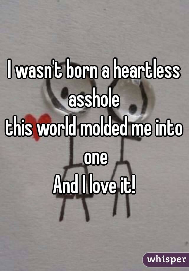 I wasn't born a heartless asshole 
this world molded me into one
And I love it!