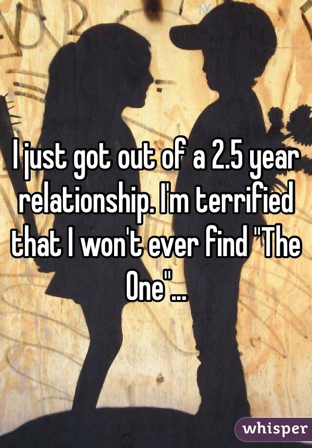 I just got out of a 2.5 year relationship. I'm terrified that I won't ever find "The One"...