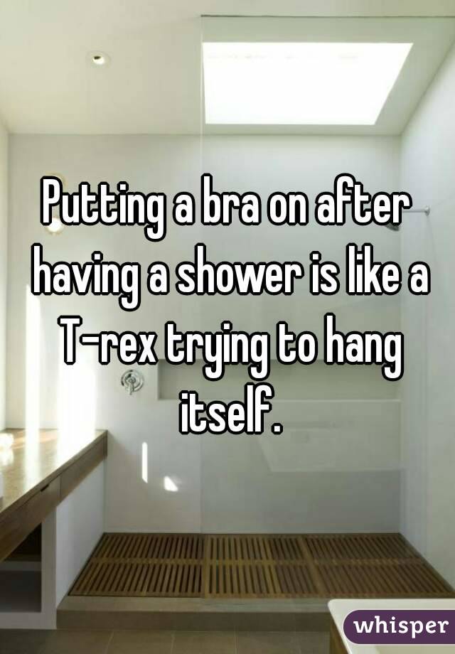 Putting a bra on after having a shower is like a T-rex trying to hang itself.