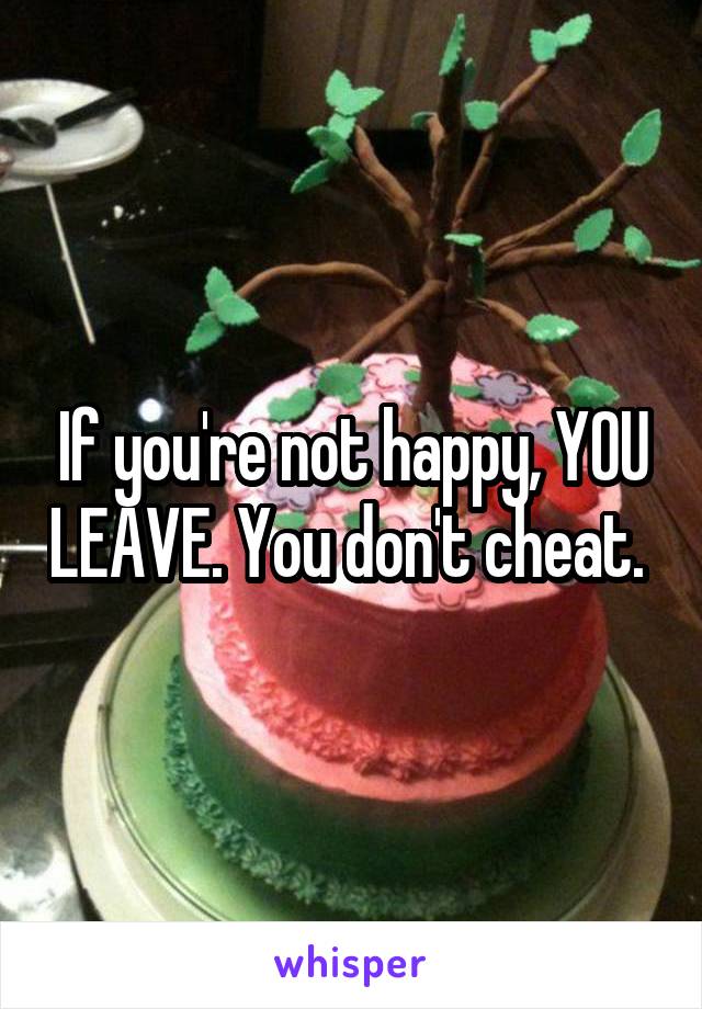 If you're not happy, YOU LEAVE. You don't cheat. 