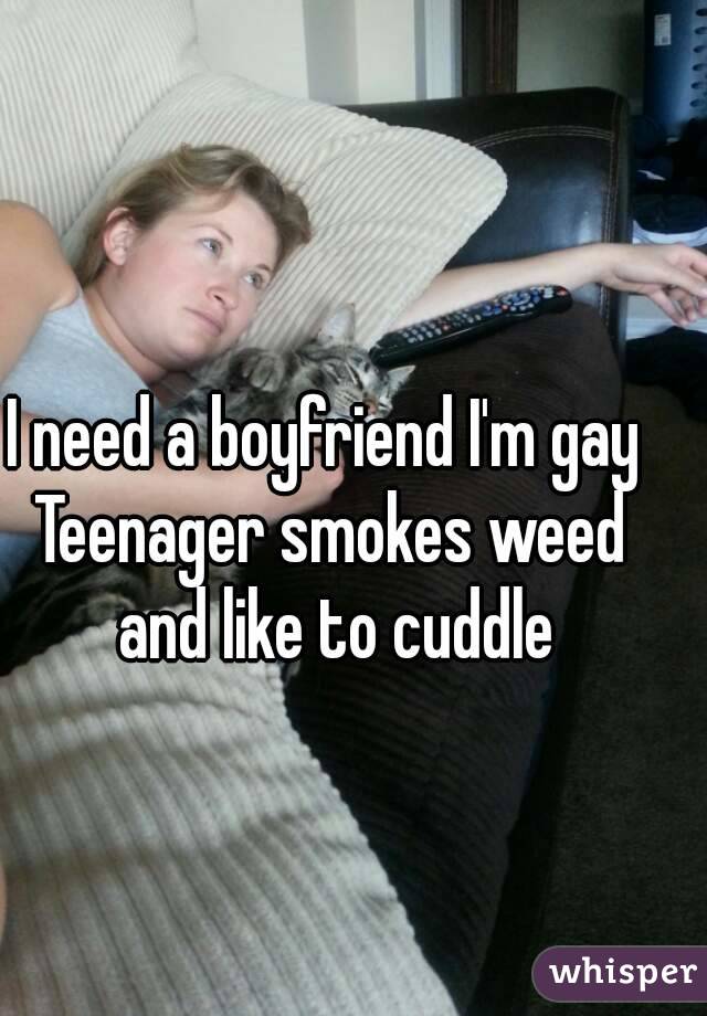 I need a boyfriend I'm gay 
Teenager smokes weed and like to cuddle