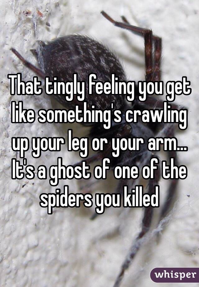 That tingly feeling you get like something's crawling up your leg or your arm... It's a ghost of one of the spiders you killed