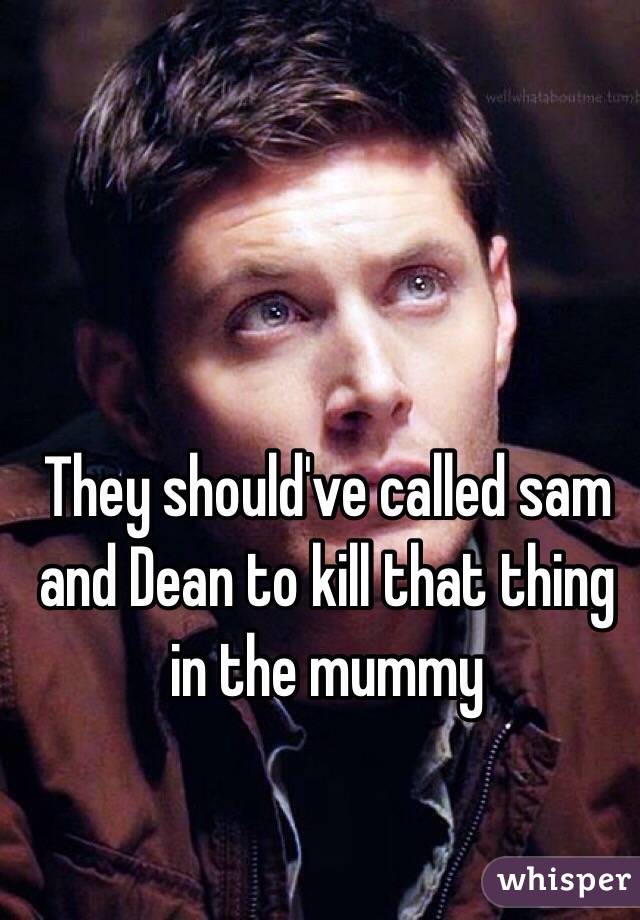 They should've called sam and Dean to kill that thing in the mummy 
