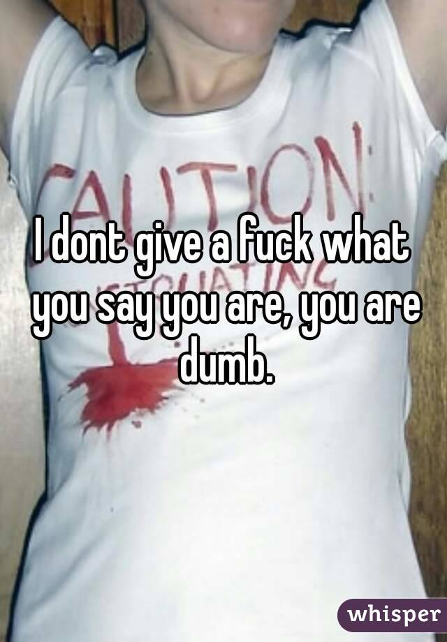 I dont give a fuck what you say you are, you are dumb.