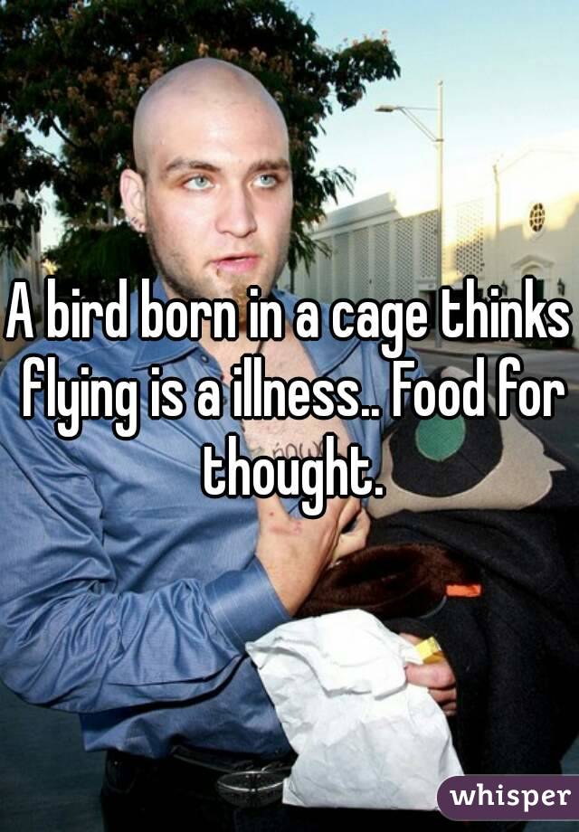 A bird born in a cage thinks flying is a illness.. Food for thought.