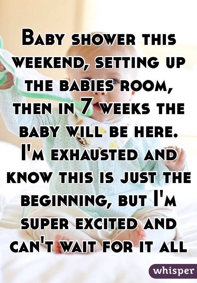 Baby shower this weekend, setting up the babies room, then in 7 weeks the baby will be here. I'm exhausted and know this is just the beginning, but I'm super excited and can't wait for it all