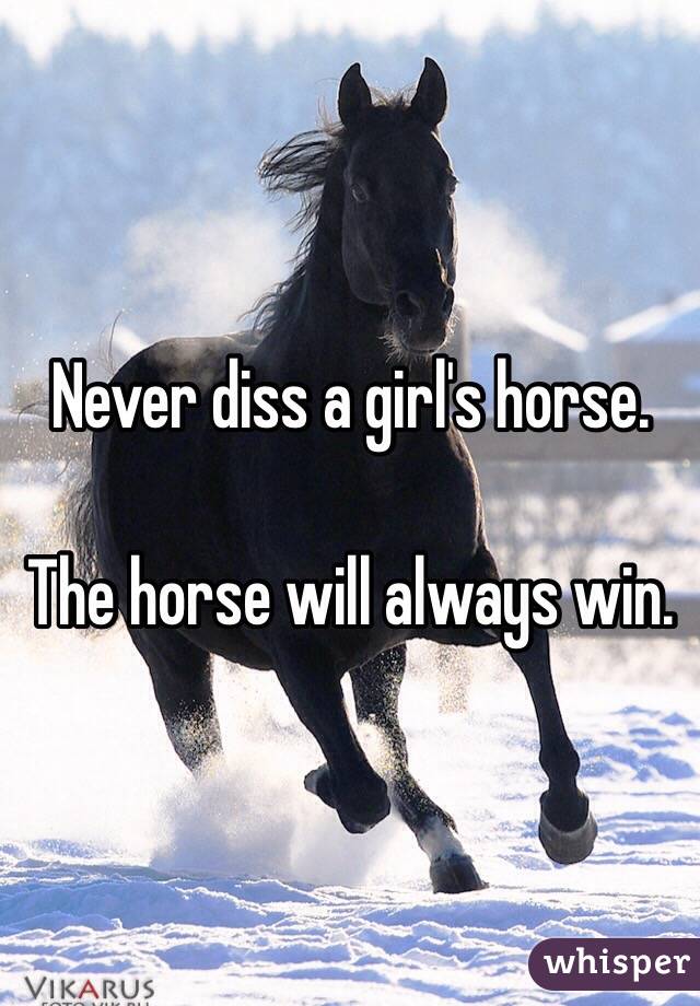 Never diss a girl's horse.

The horse will always win.