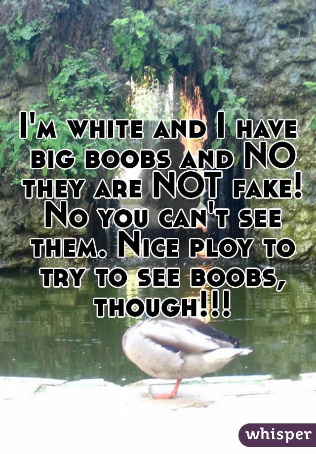 I'm white and I have big boobs and NO they are NOT fake! No you can't see them. Nice ploy to try to see boobs, though!!!