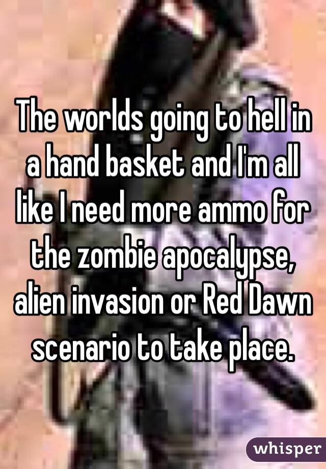 The worlds going to hell in a hand basket and I'm all like I need more ammo for the zombie apocalypse, alien invasion or Red Dawn scenario to take place. 