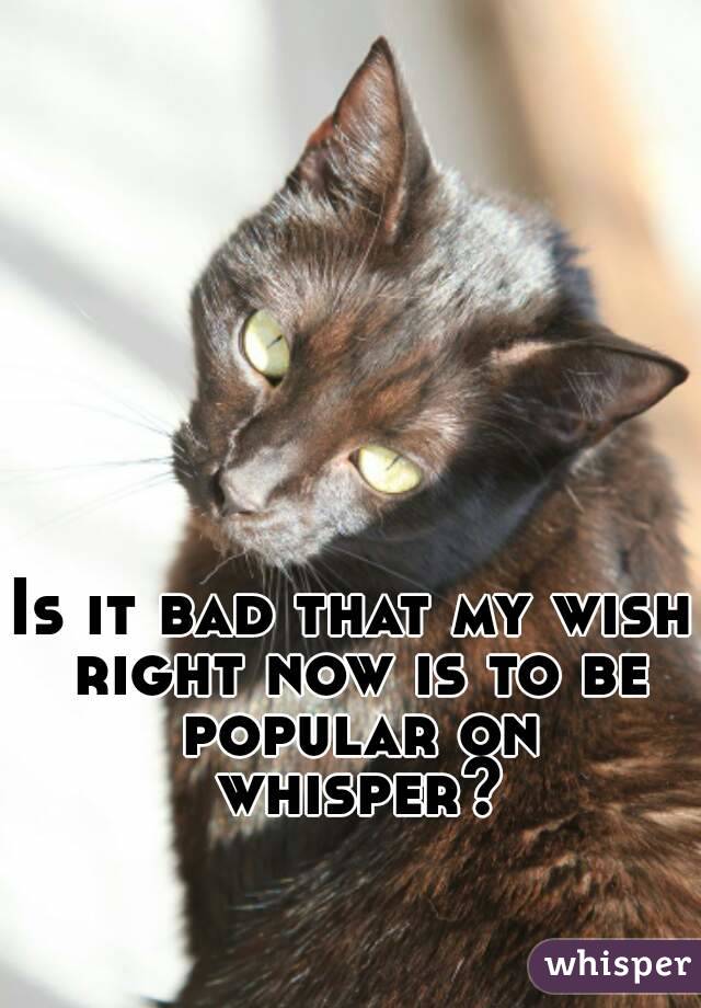 Is it bad that my wish right now is to be popular on whisper?