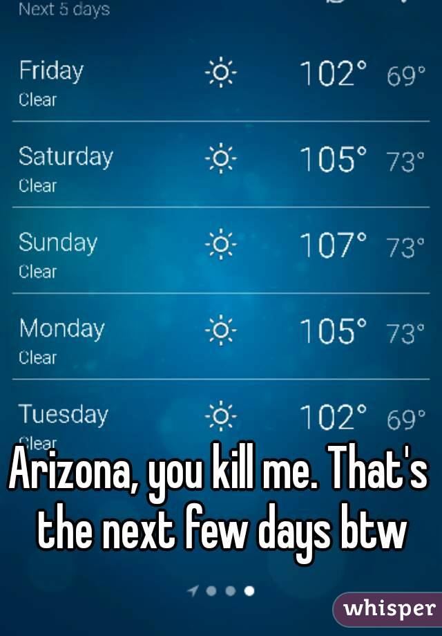 Arizona, you kill me. That's the next few days btw